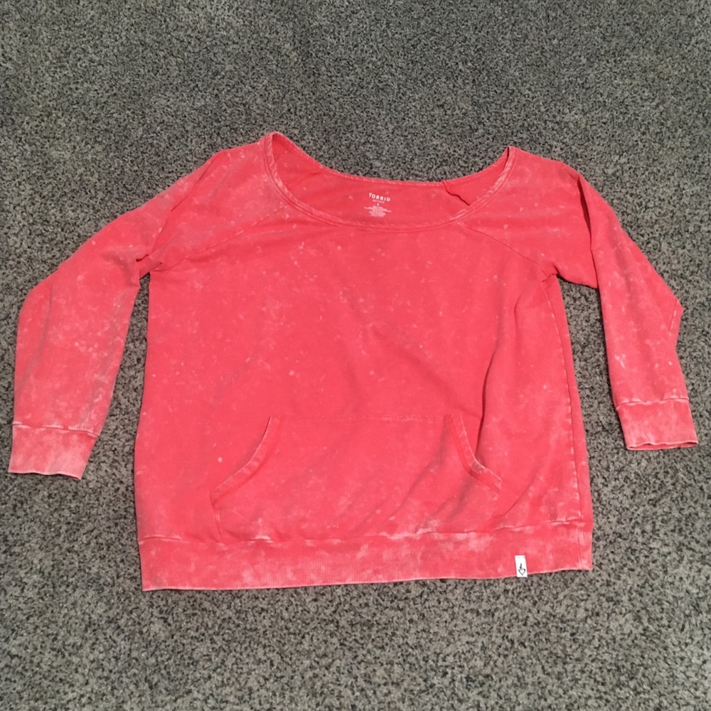 Torrid Active Sweatshirt Blush Dark Pink Distressed Size 2